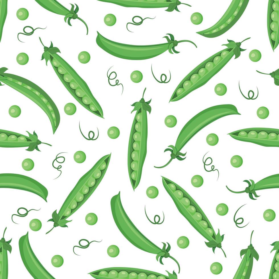 Vector seamless pattern with green pea pods