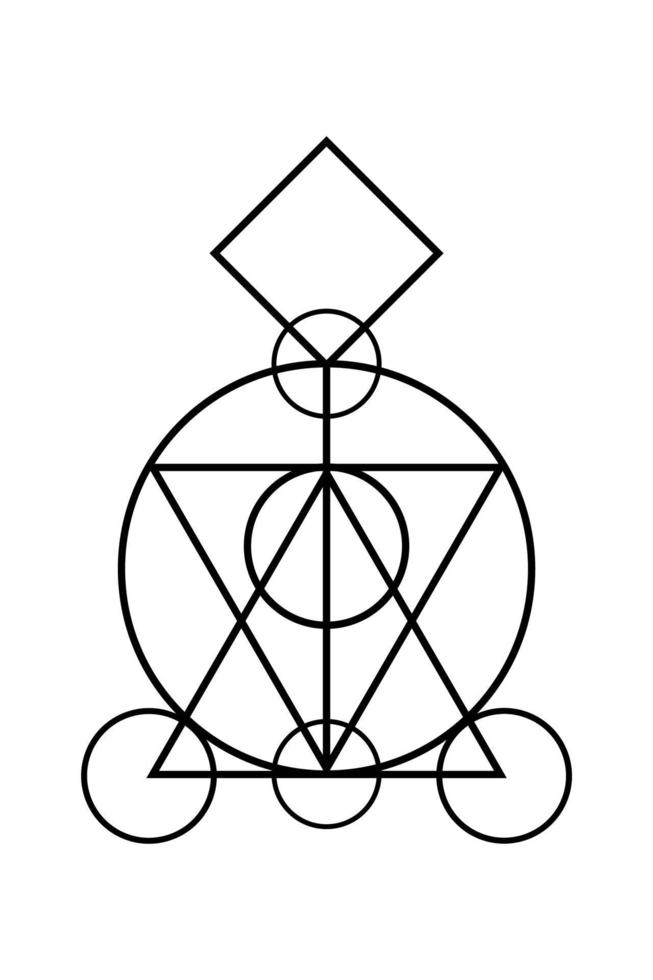 sacred magic geometry , occult symbol , alchemical symbol showing the interaction between the four elements of matter symbolizing the philosopher's stone, vector isolated on white background