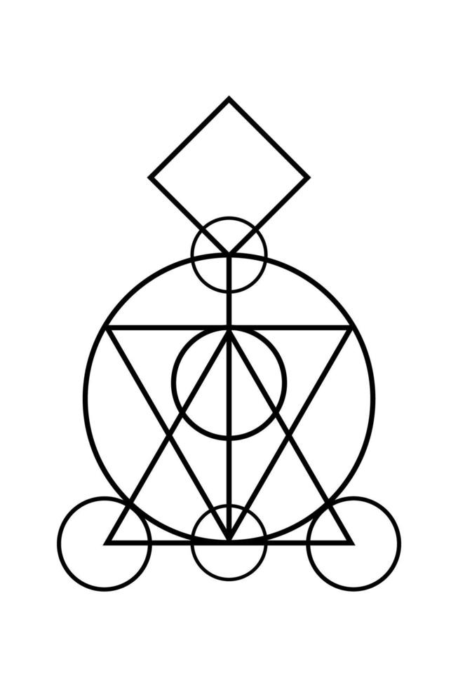 sacred magic geometry , occult symbol , alchemical symbol showing the interaction between the four elements of matter symbolizing the philosopher's stone, vector isolated on white background