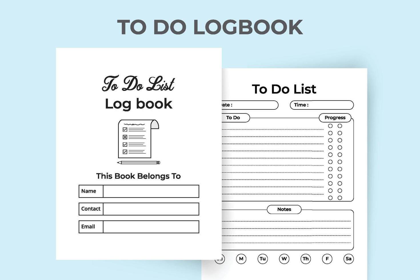 To do list task planner. Work list journal. To do list log book and Task tracker. Time management notebook. Work list log book. Daily work checklist. vector