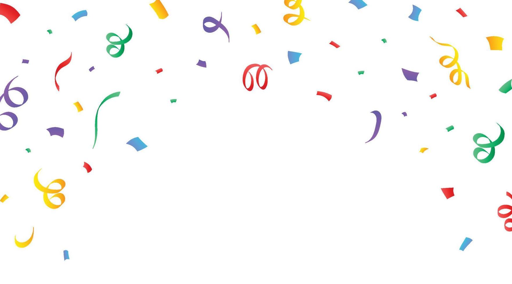 confeti colorido y vector de caída de cinta. ilustración de confeti y cinta de fiesta sobre fondo blanco. vector de elementos festivos. elemento de celebración de aniversario y cumpleaños.