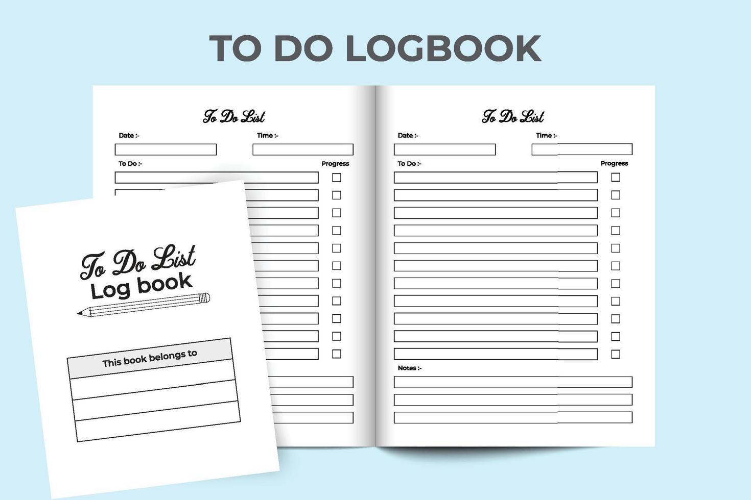 To do list journal. Task planner notebook. To do list logbook and Task tracker. Work list journal. Daily work checklist interface. vector