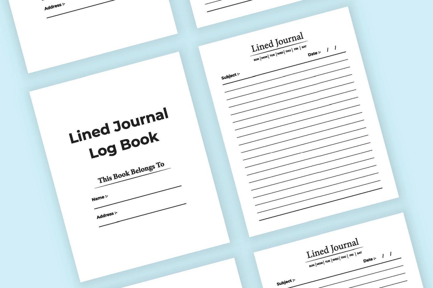 Lined journal notebook. Diary interface design. Lined journal template. Lined journal notebook. Simple diary interface template. vector