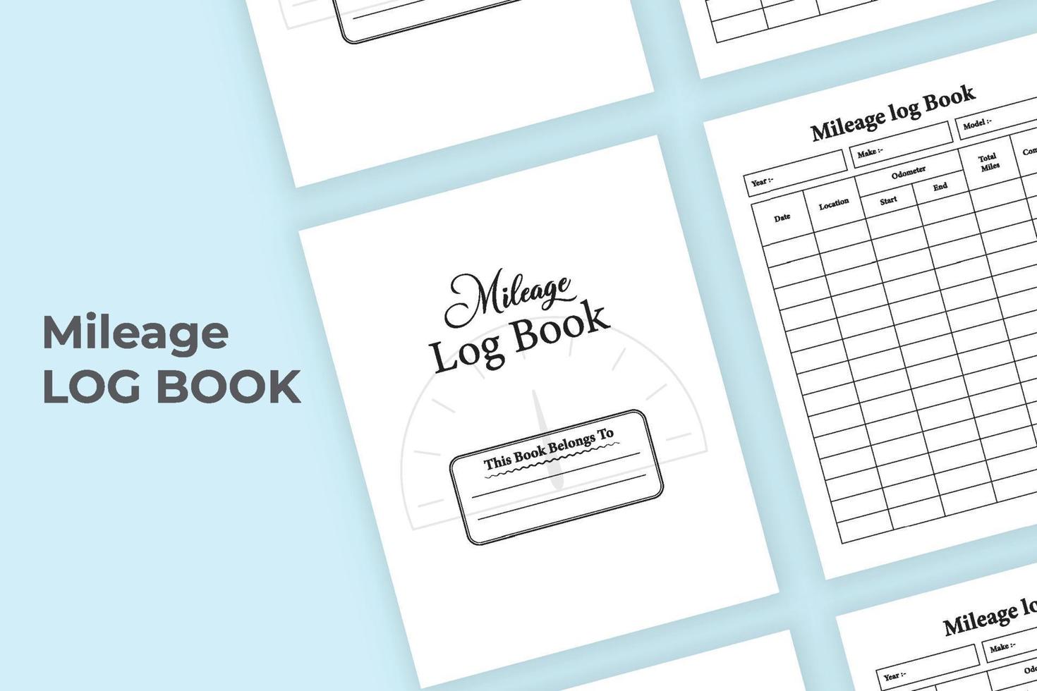 Mileage log book interior. Mileage tracker notebook. Mileage checklist interior template. Vehicle management journal. Daily mileage checklist planner. vector