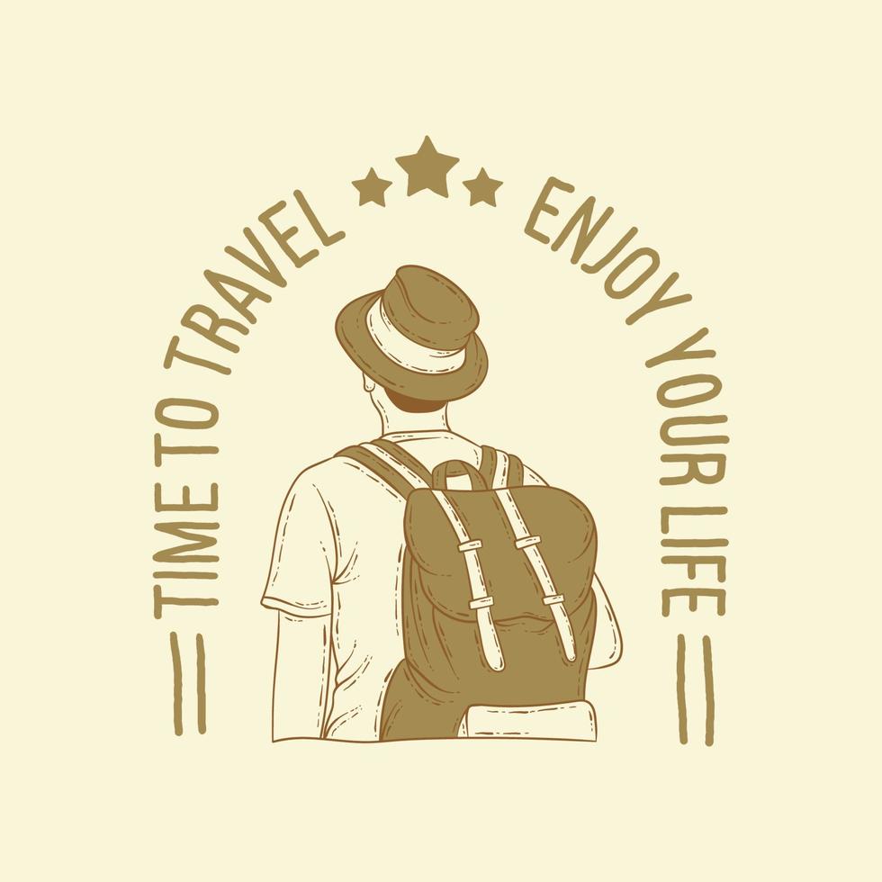 time to travel and enjoy your life typography hand drawn illustration vector