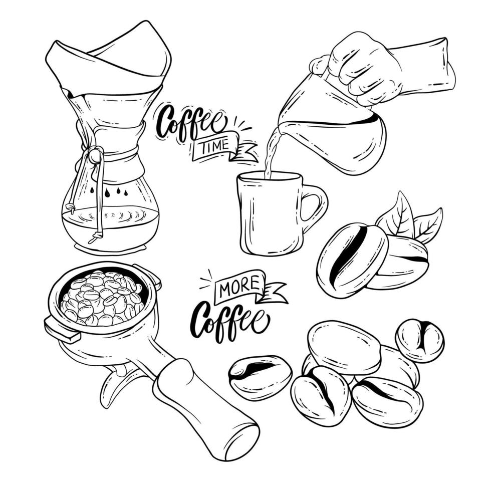 Collection of Hand drawn Coffee bean vector