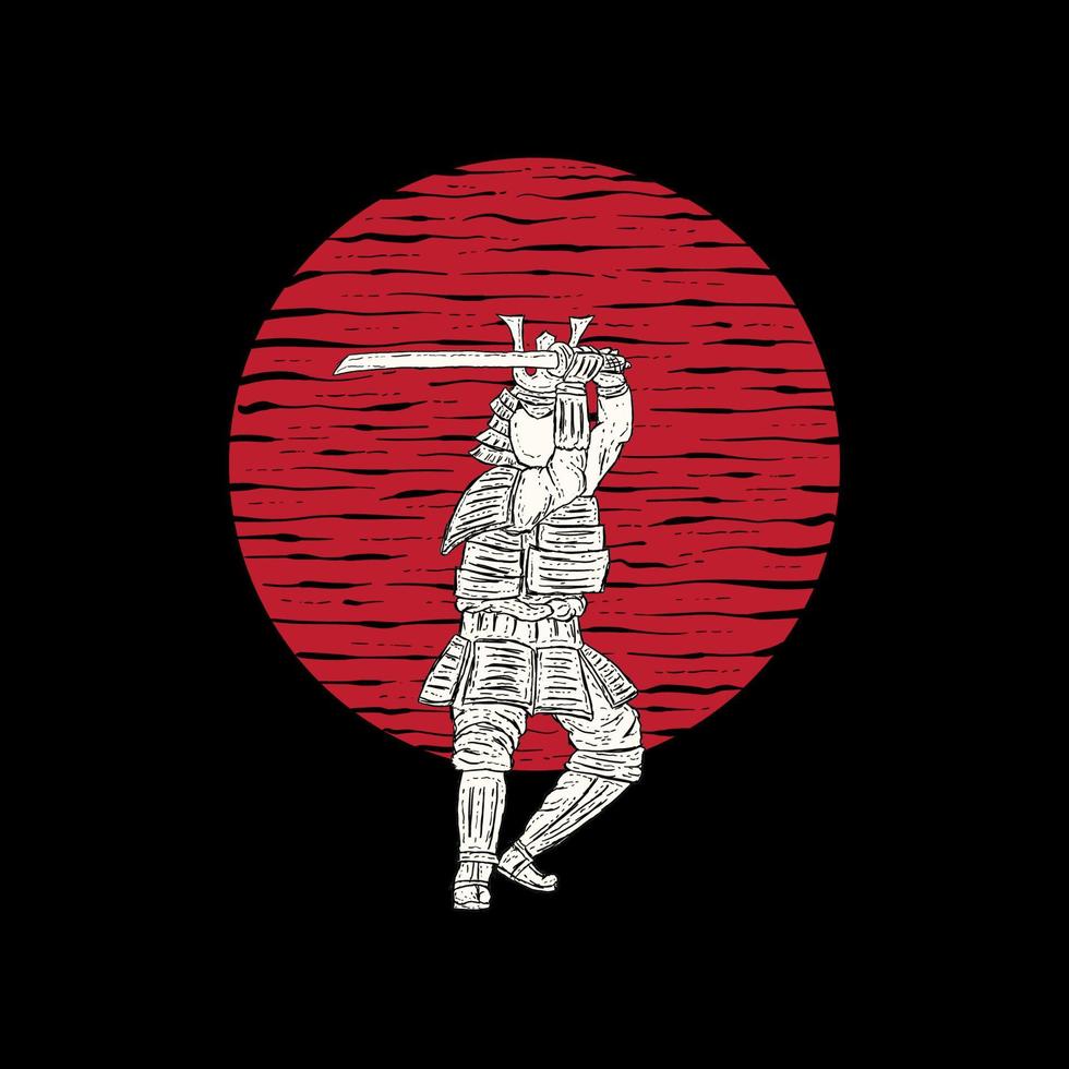 samurai guerrero dibujado a mano ilustración vector