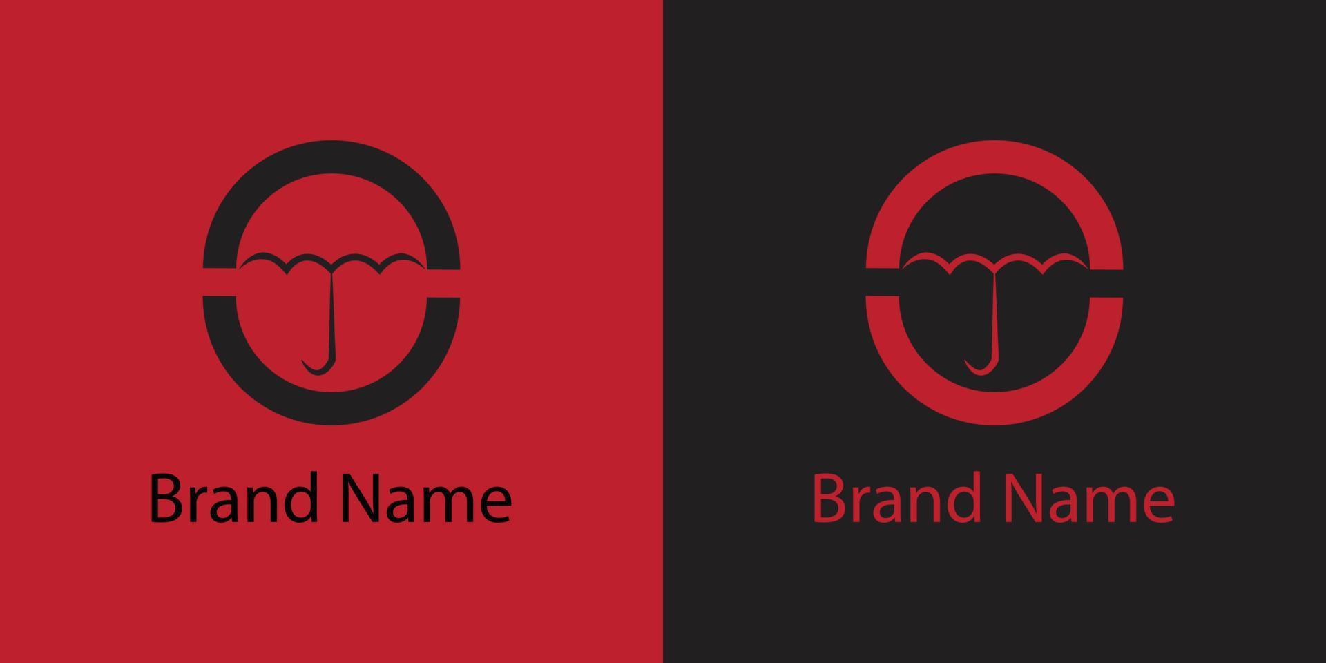 logotipo de la letra o y del paraguas vector