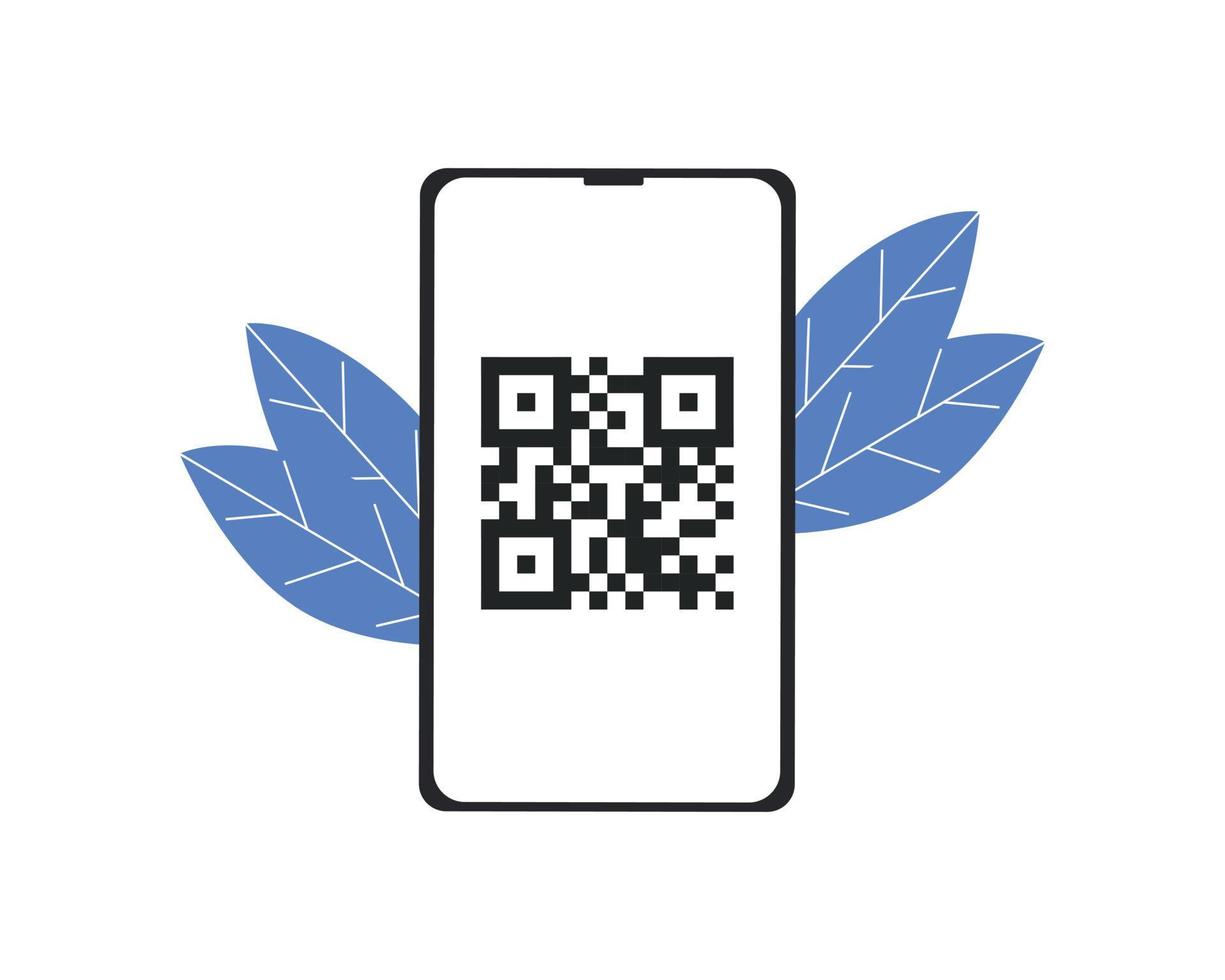 qr code on the phone screen. Access code, code to read vector