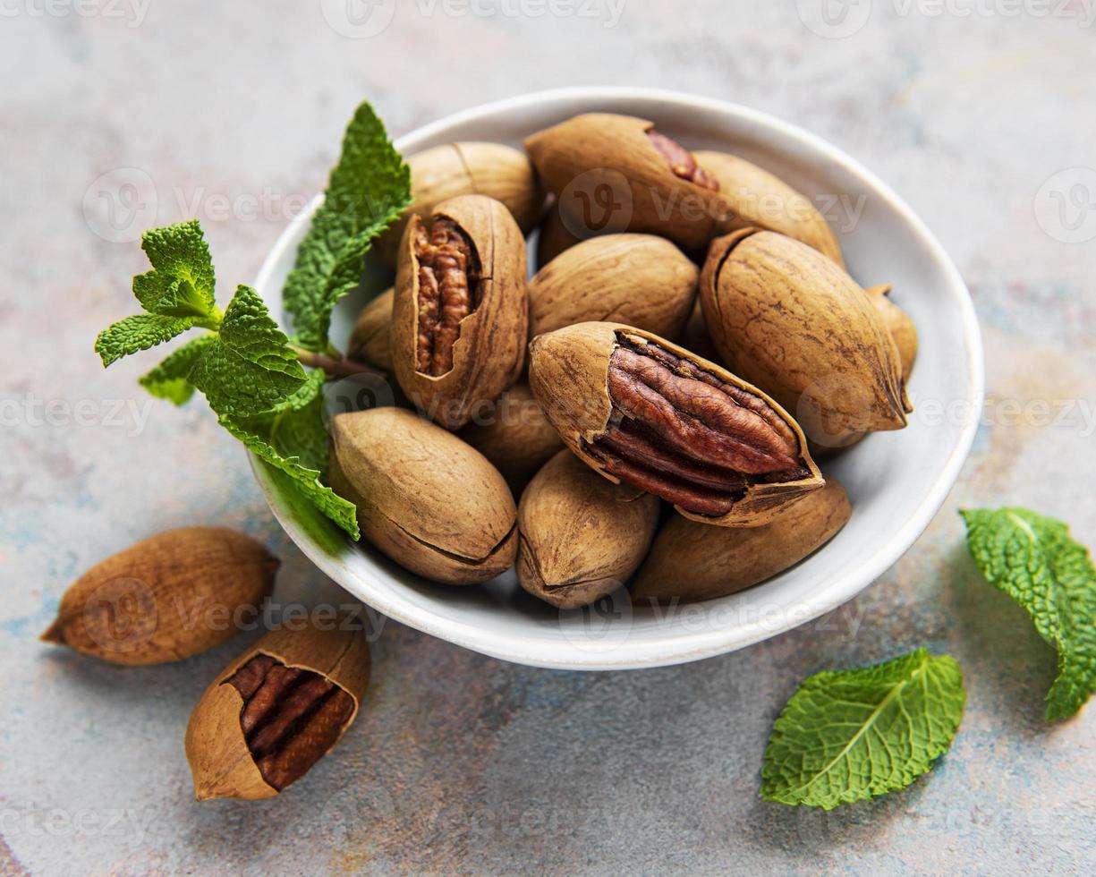 Pecan nuts on a table photo