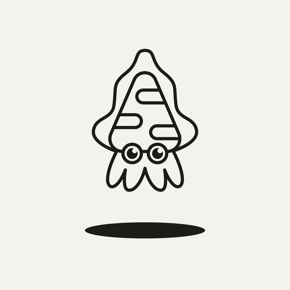 cute cuttlefish simple line art logo template vector illustration design