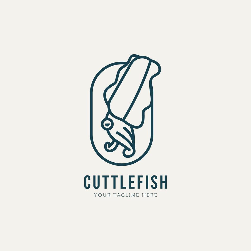 walking cuttlefish minimalist line art logo template vector design illustration. simple modern logo concept