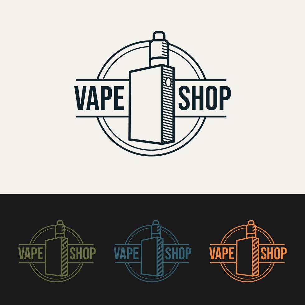 conjunto de diseño de ilustración vectorial de plantilla de logotipo de arte de línea minimalista de vape shop. concepto de logotipo de tienda de vape de emblema moderno simple vector