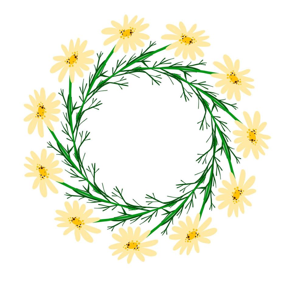 Wreath with chamomile vector