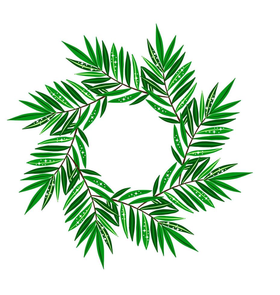 Summer wreath with green leaf vector