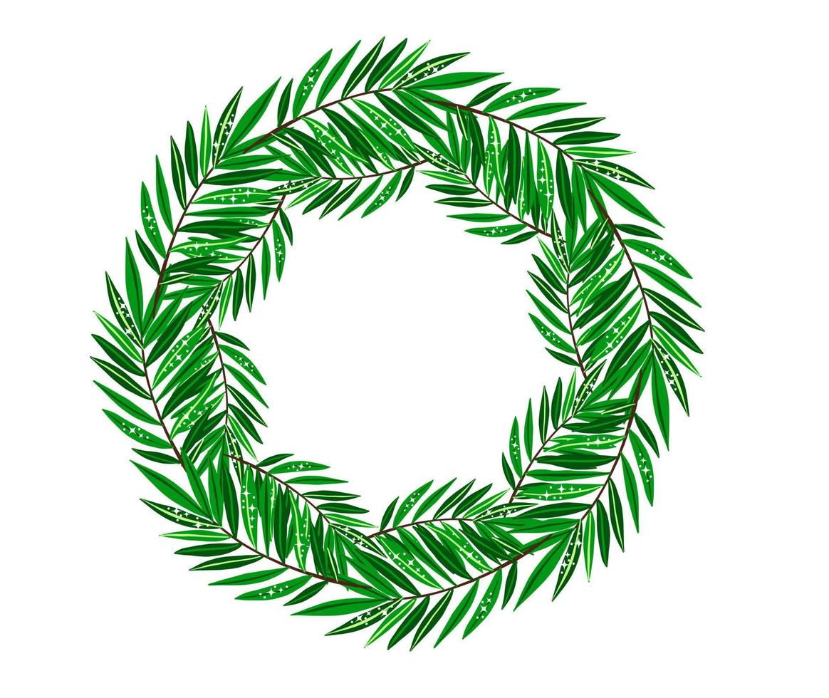 Summer wreath with green leaf vector