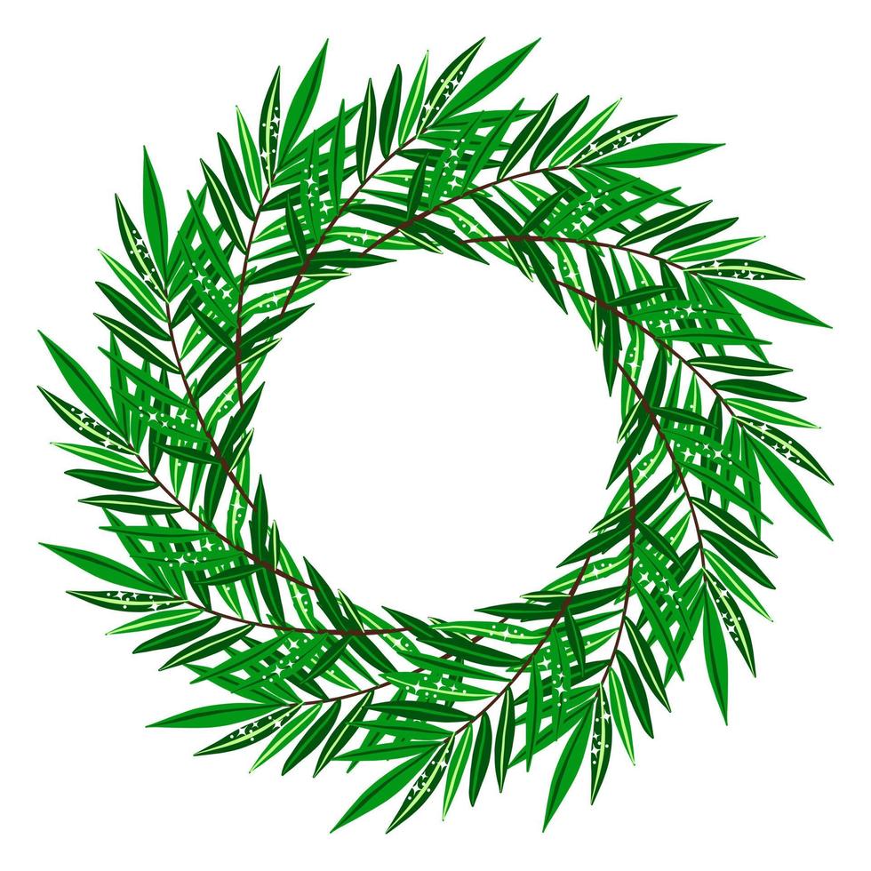 Summer wreath with green leaf vector
