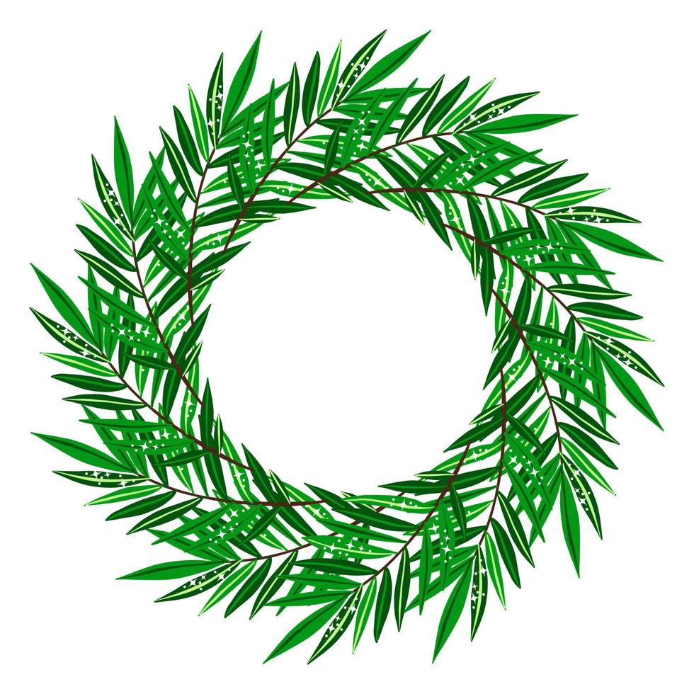 Summer wreath with green leaf vector