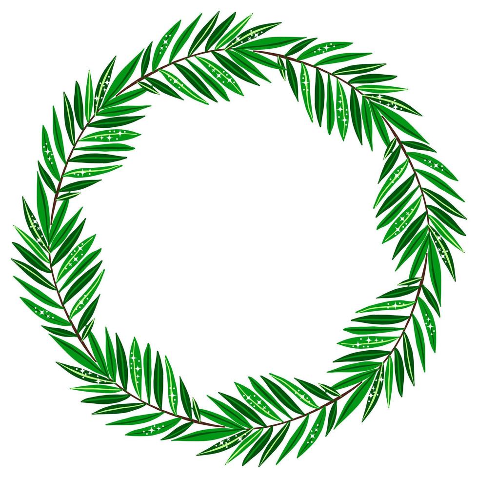 Summer wreath with green leaf vector