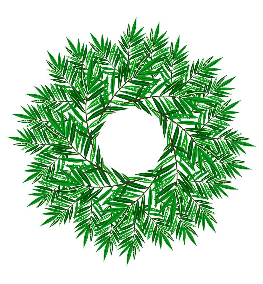 Summer wreath with green leaf vector