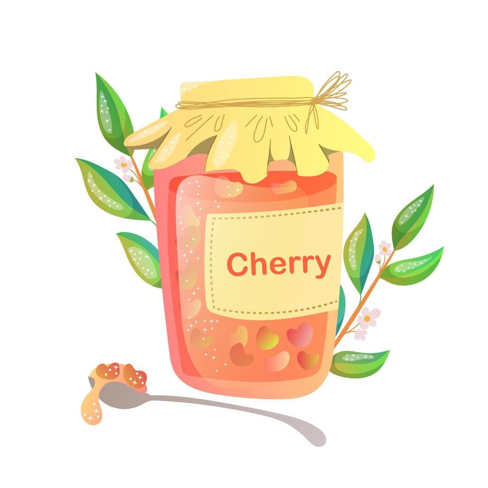 Jam with cherry vector