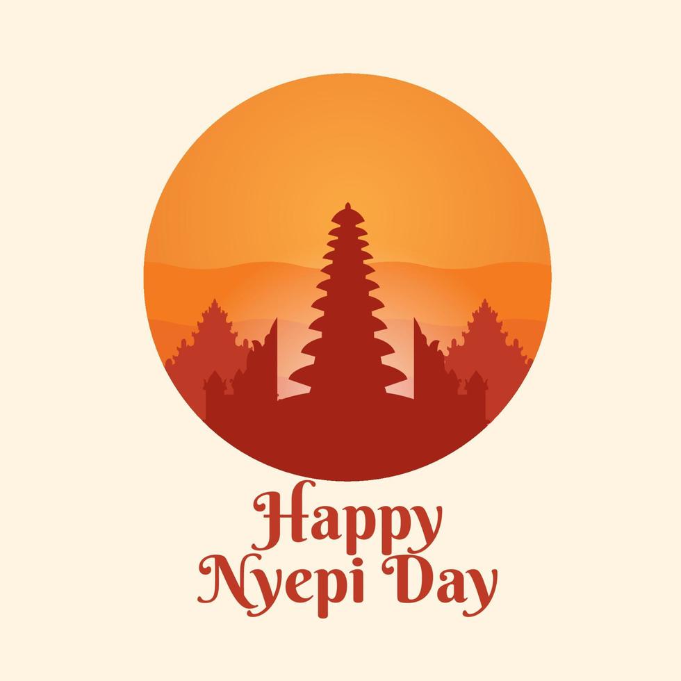 Flat nyepi day social media greeting square poster template vector