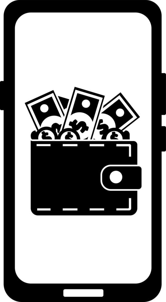 Vector icon of a phone with a wallet.