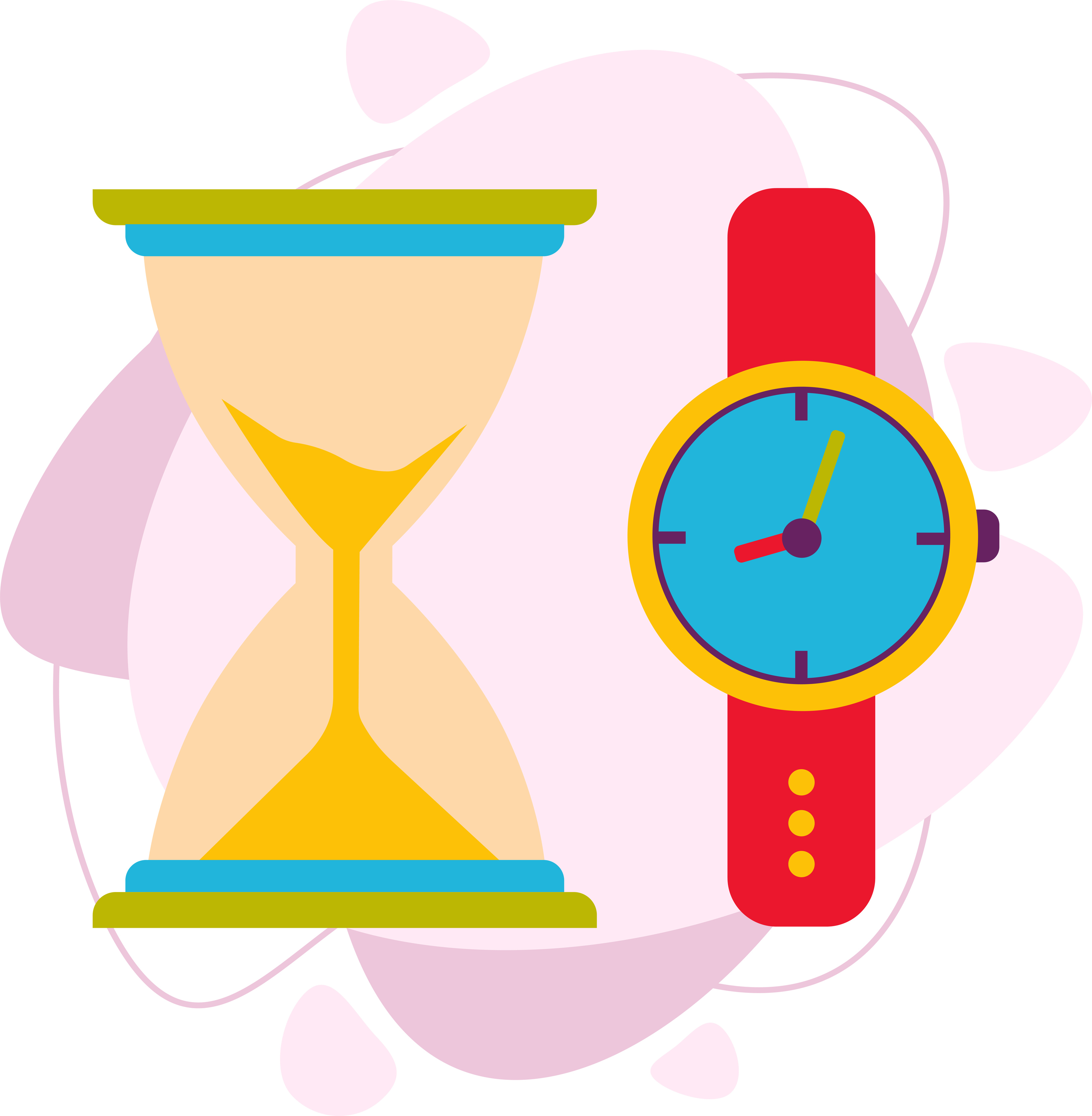 hora. reloj arena y reloj de pulsera. vectorial plana. 5428261 Vector en Vecteezy