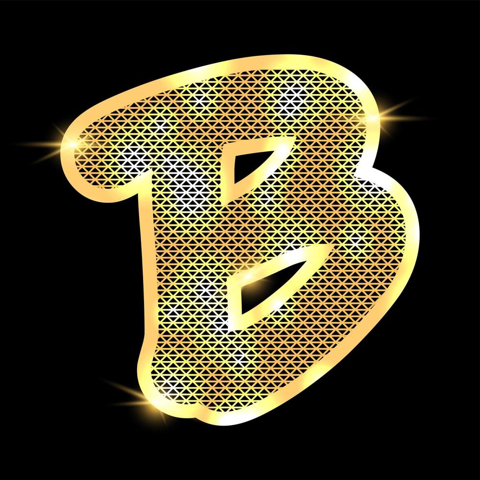 Golden alphabet with highlights on a dark background vector