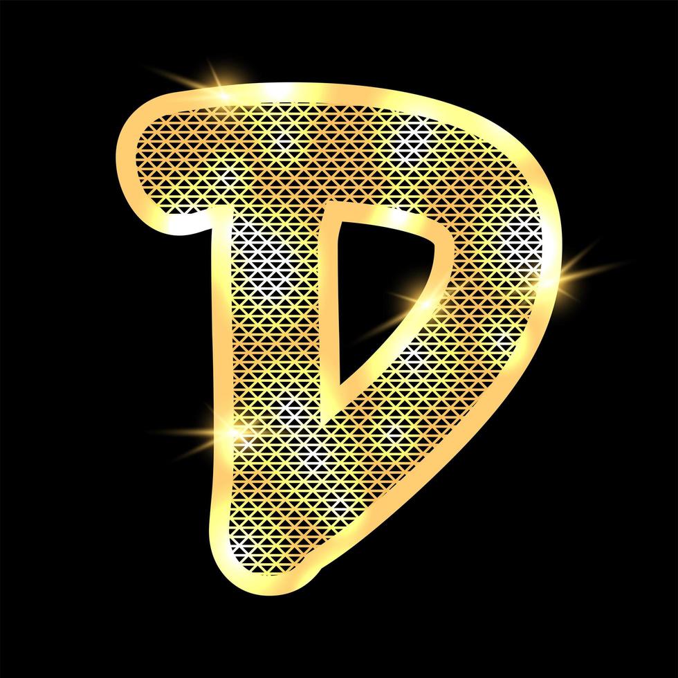 Golden alphabet with highlights on a dark background vector