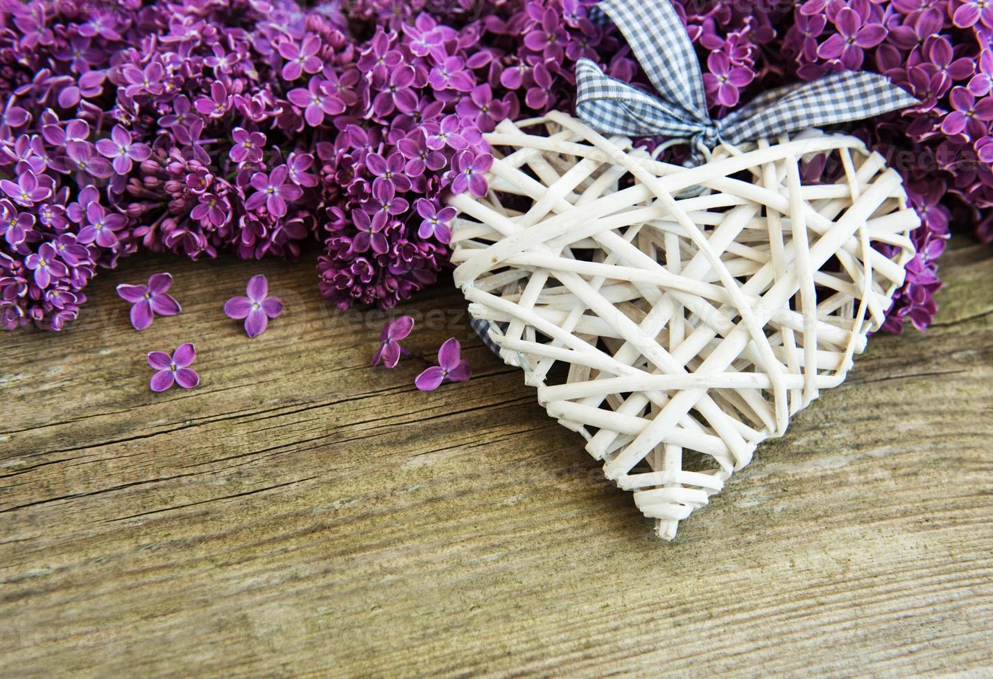 Lilac flowers on a table photo