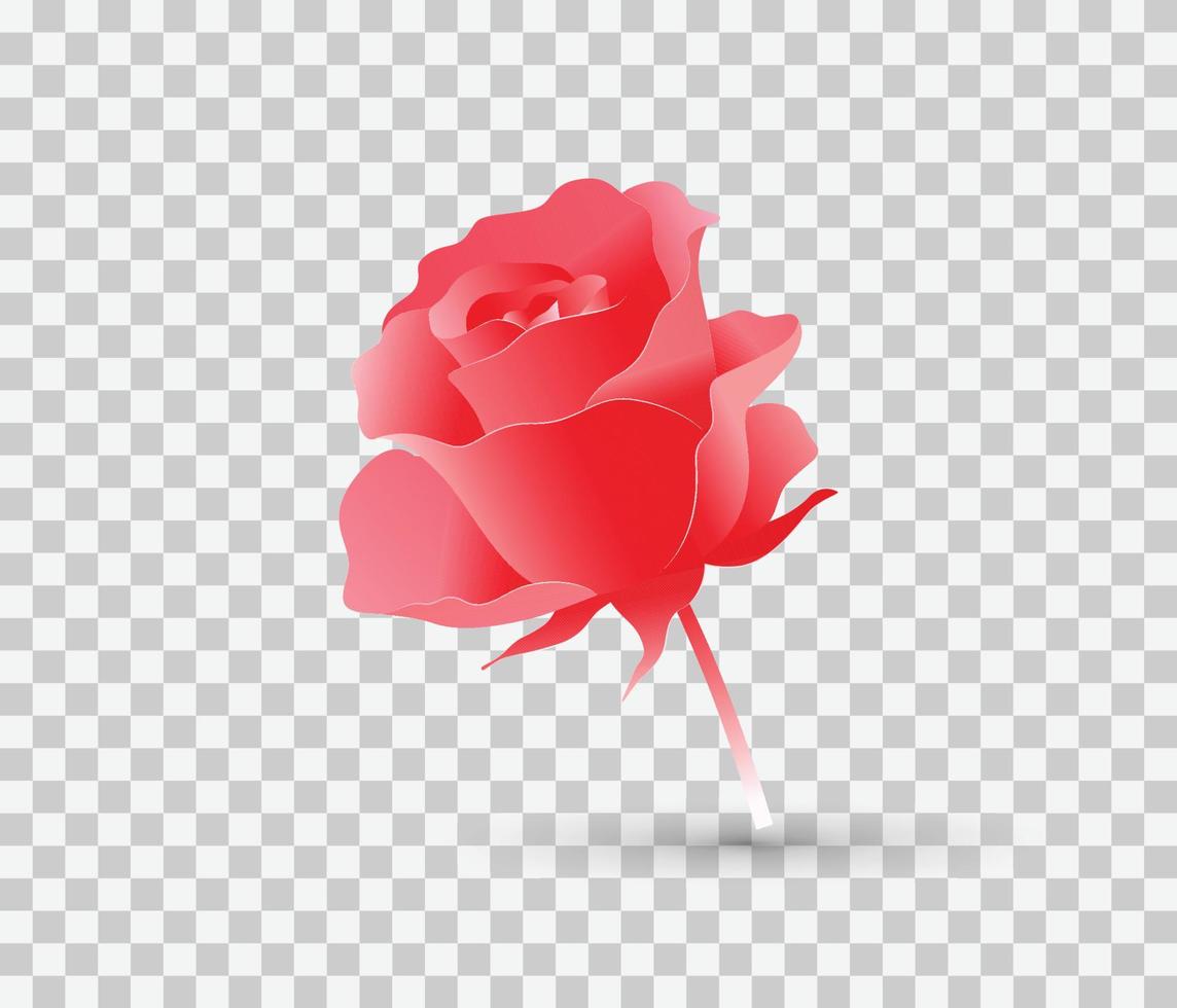 Realistic pink rose with shadow Premium Vector