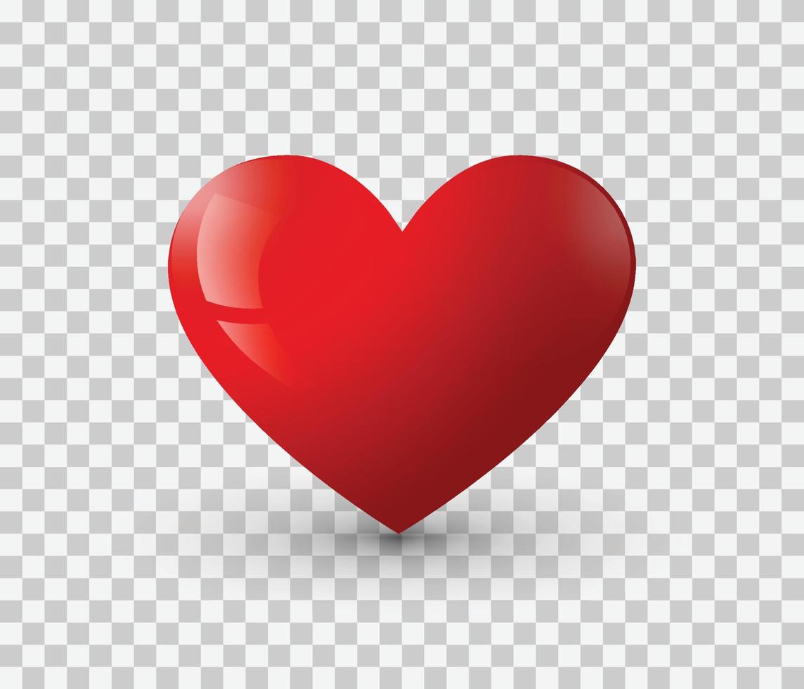 Realistic red heart with shadow Premium Vector