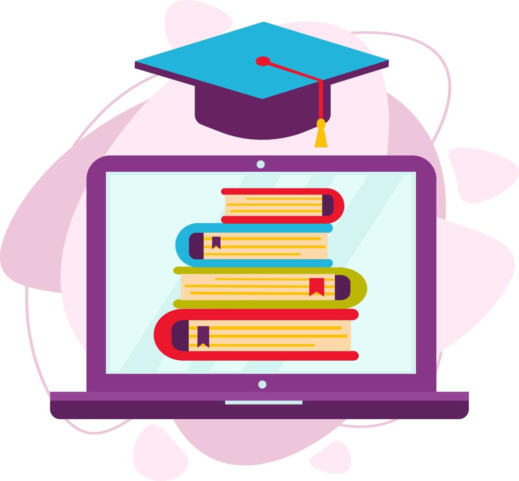 The concept of online learning, university, courses, college. vector