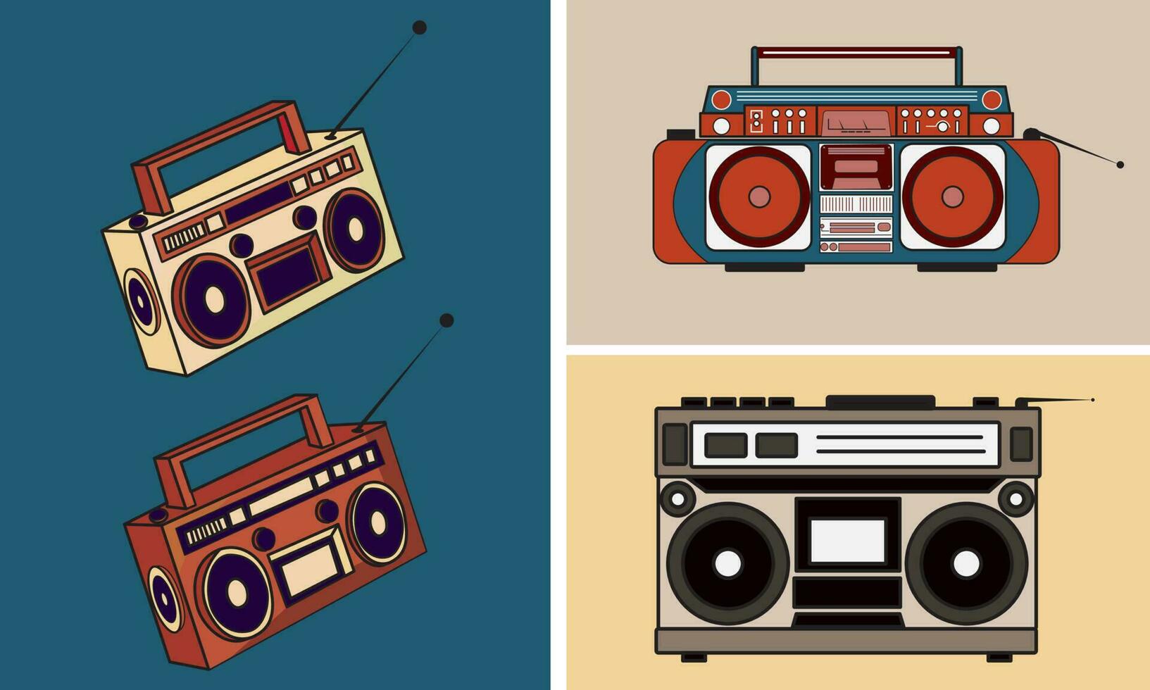 vector de ilustración de radio retro adecuado para periódicos, revistas, carteles o la industria de la música y el cine