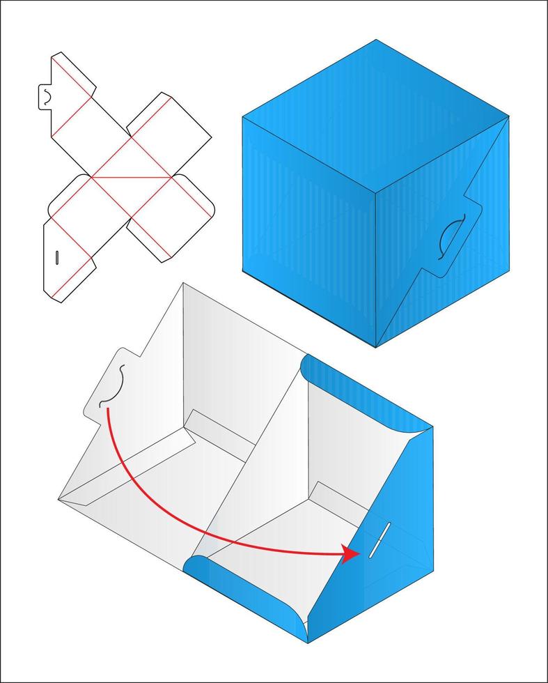 Box packaging die cut template design. 3d mock-up vector