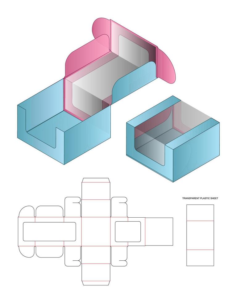 Box packaging die cut template design. 3d mock-up vector