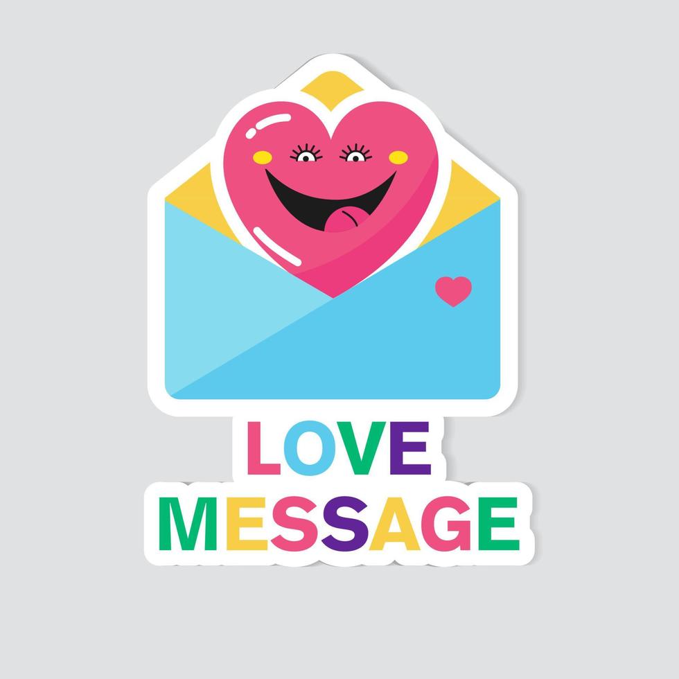 The sticker is a love message. A smiling heart in an envelope. vector