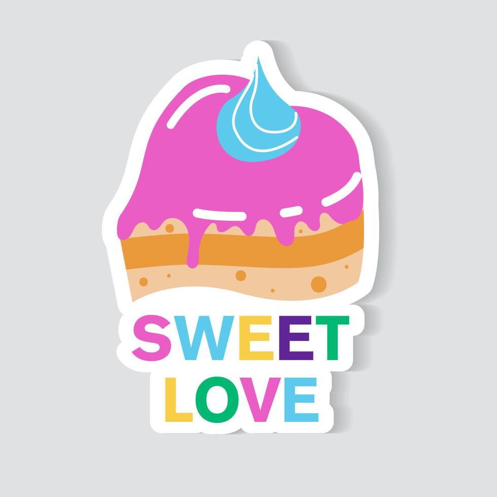 Sweet love sticker. A heart shaped cake. vector