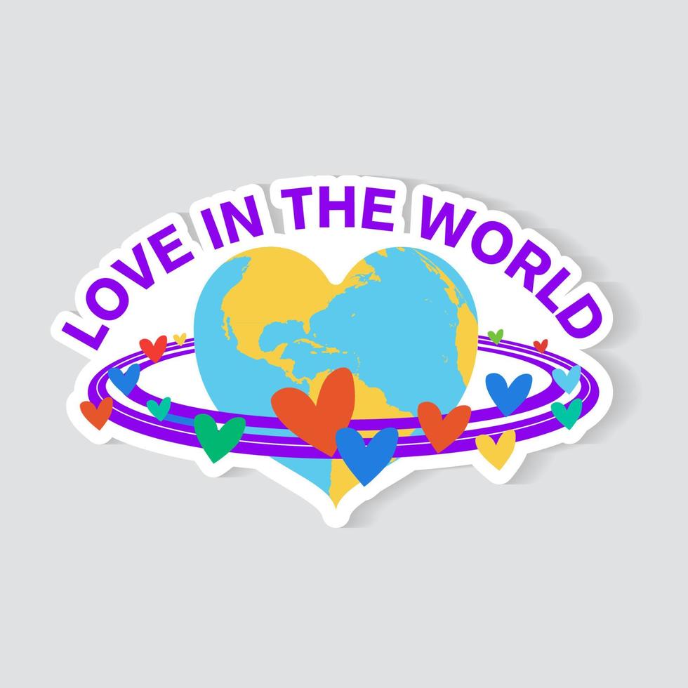 Sticker Earth in the shape of a heart. Love in the world. 5428558