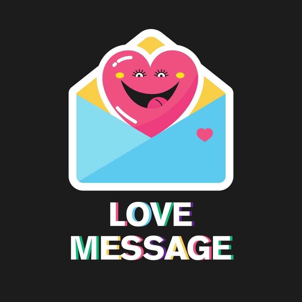 The sticker is a love message. A smiling heart in an envelope. vector