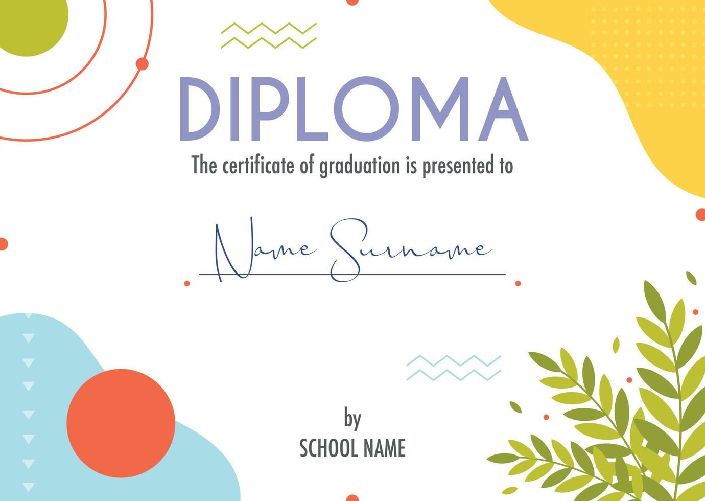 Diploma certificate concept template vector