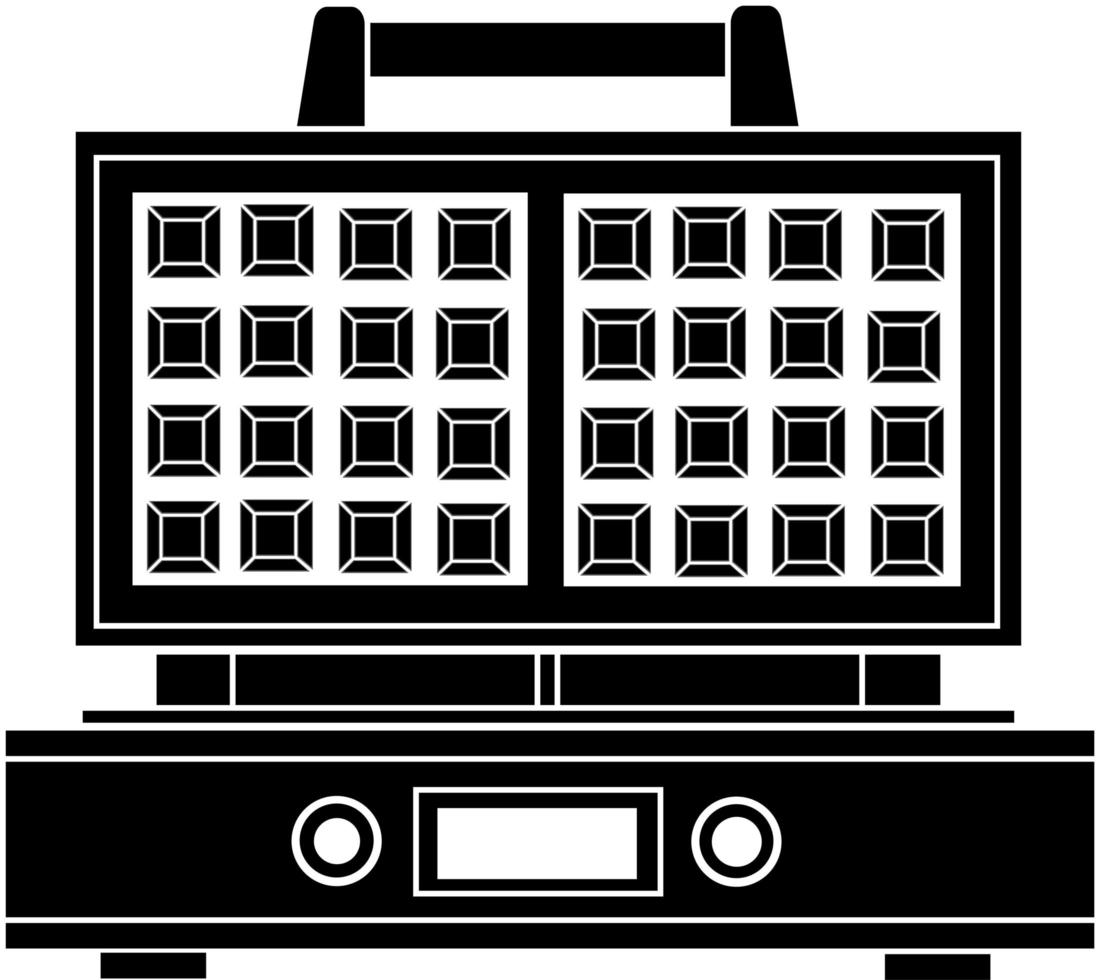 Black silhouette of a waffle iron on a white background. vector