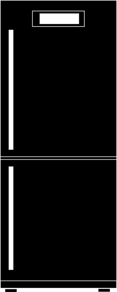 Black silhouette of the freezer on a white background. vector