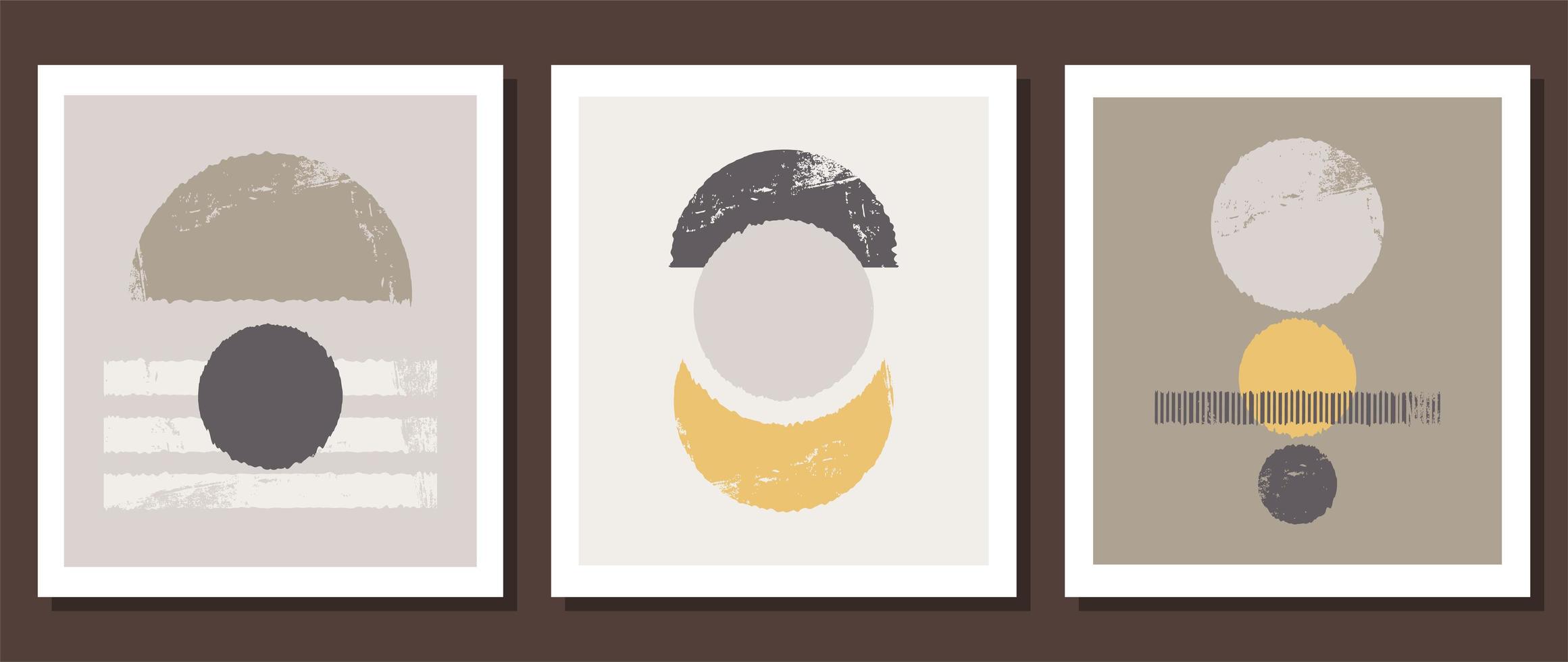 A set of wall prints with an abstract landscape. vector