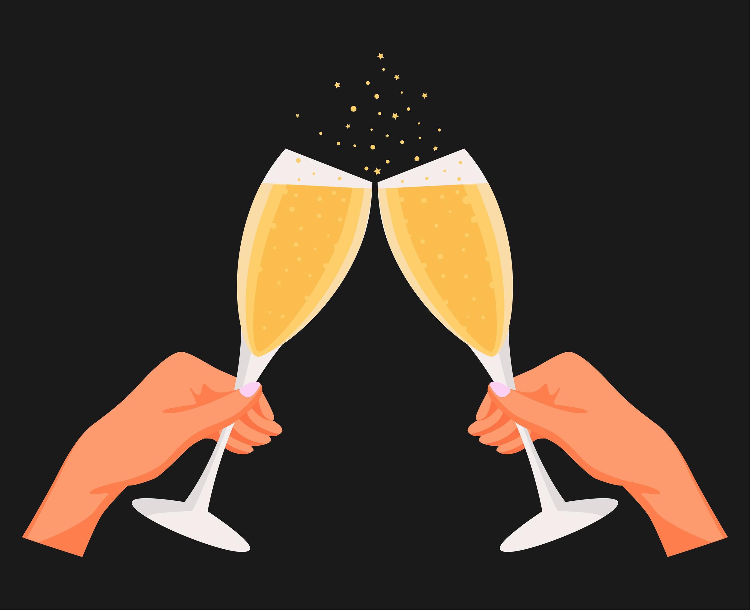 Holiday. Two Hands Clink Glasses Of Champagne. 5428664 Vector Art at