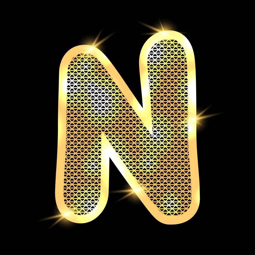 Golden alphabet with highlights on a dark background vector