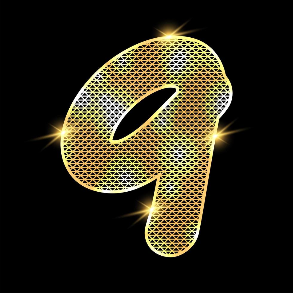 Golden alphabet with highlights on a dark background vector