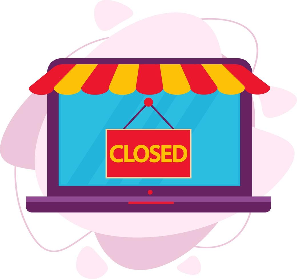 A laptop with a closed sign. Online store in a laptop. vector