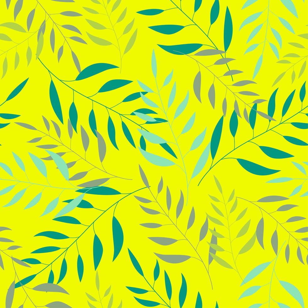 siluetas de hojas sobre un fondo amarillo. vector